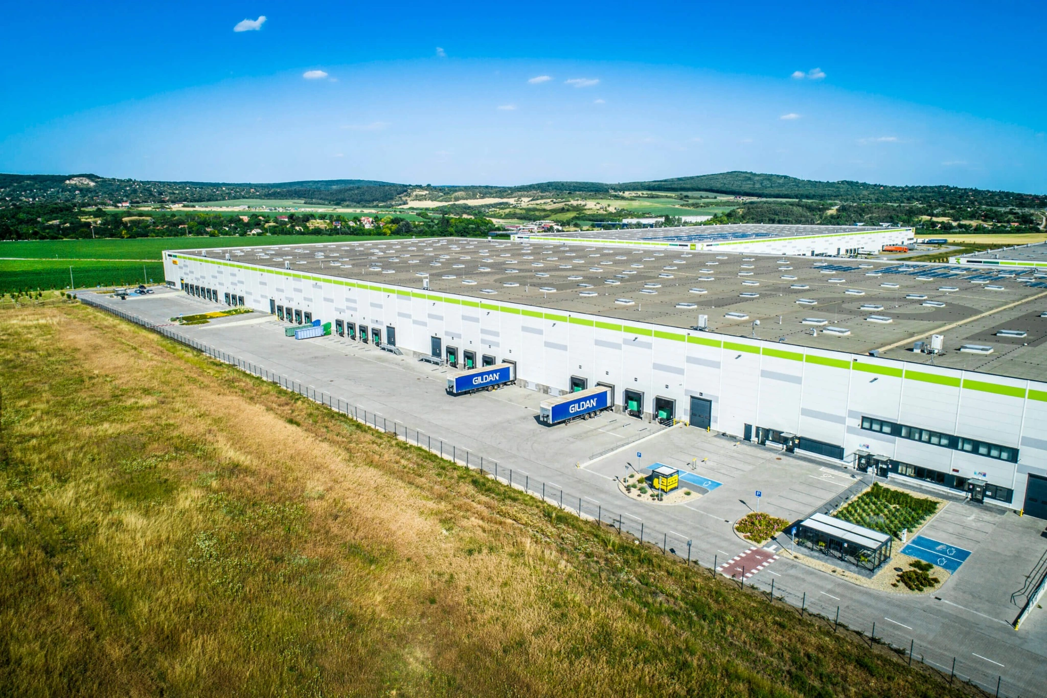 Aerial view of a logistics center in Páty